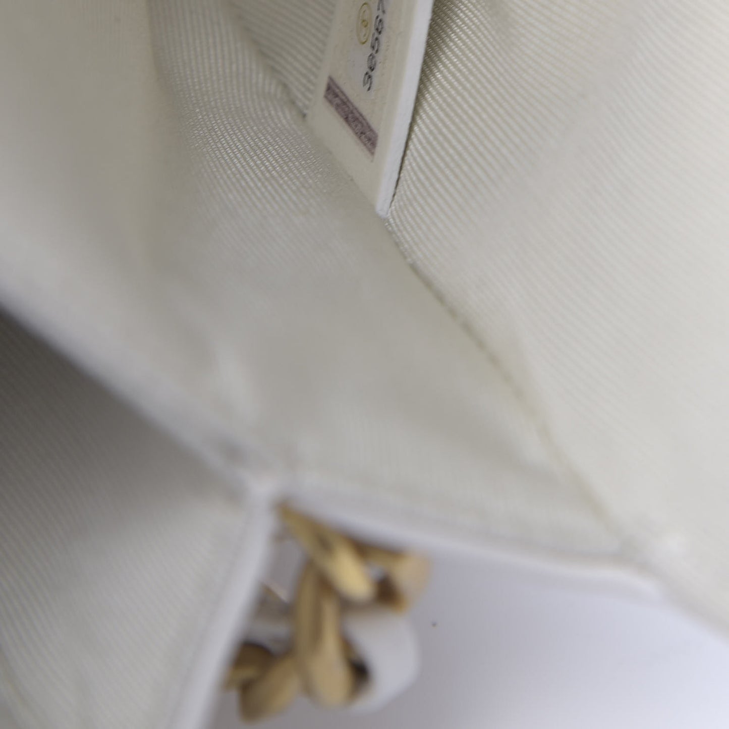 Shiny Goatskin Quilted 19 Small Pouch With Handle White