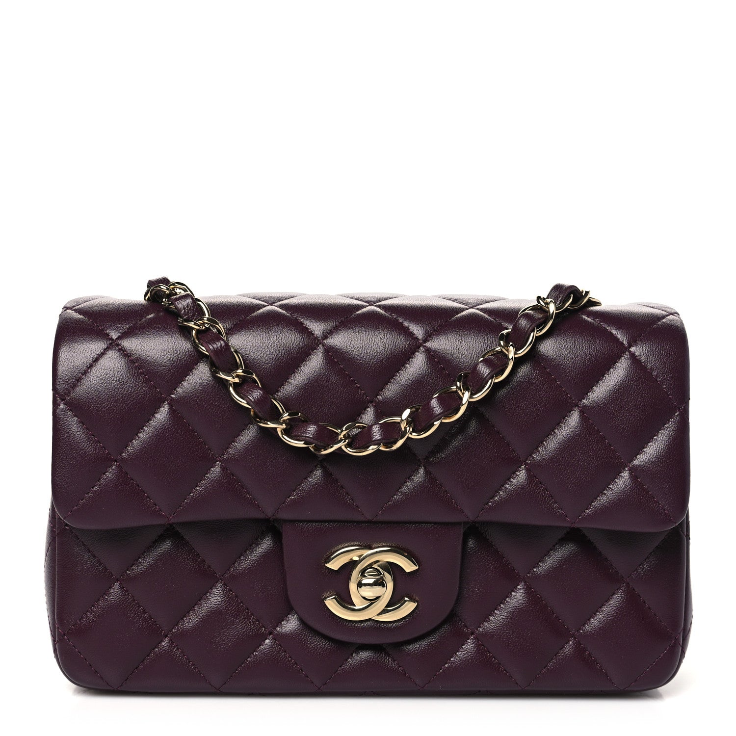 Chanel Lambskin Quilted Mini Rectangular Flap Burgundy 1 of 11