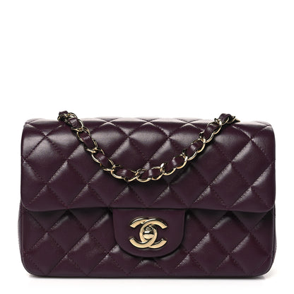Chanel Lambskin Quilted Mini Rectangular Flap Burgundy 1 of 11