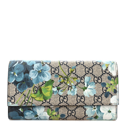 Gucci GG Supreme Monogram Blooms Continental Wallet Blue 1 of 7