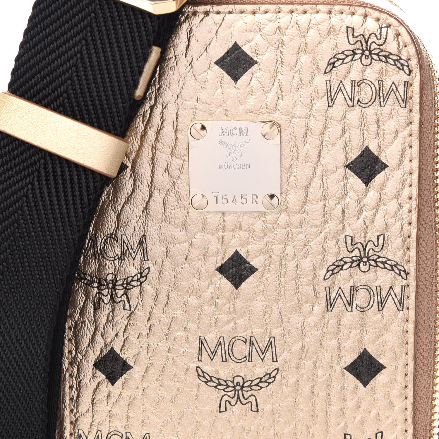 MCM Metallic Visetos Crossbody Pouch Light Gold 8 of 8