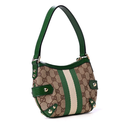 Gucci Monogram Web Horsebit Small Shoulder Bag Green 2 of 4