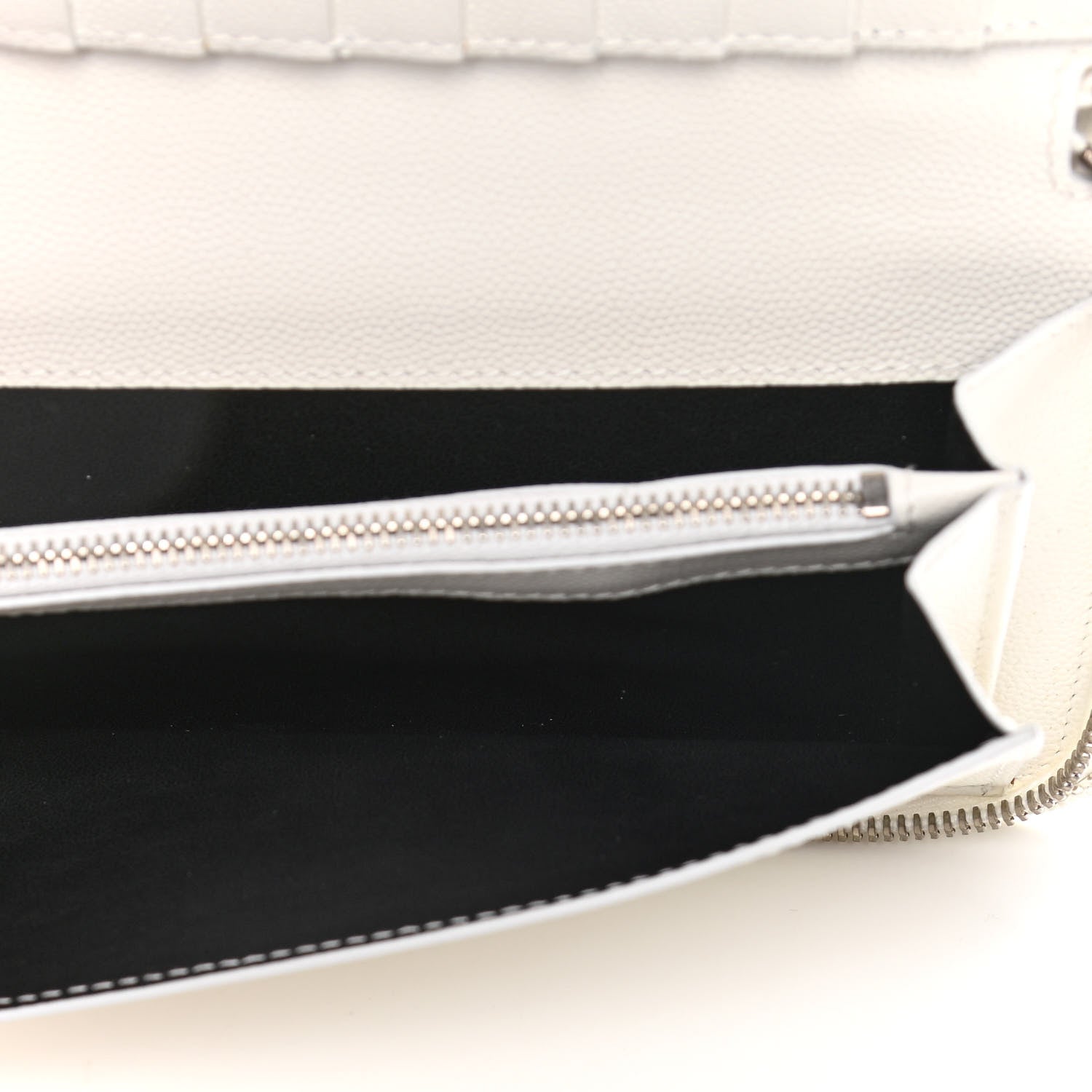 Saint Laurent Grain De Poudre Classic Zip Around Travel Wallet White 6 of 10
