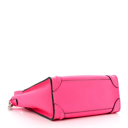 Celine Drummed Calfskin Nano Luggage Fuchsia 4 of 10