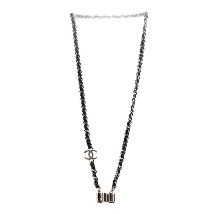 Chanel Metal Lambskin CC AirPods Necklace Gold Black 3 of 7