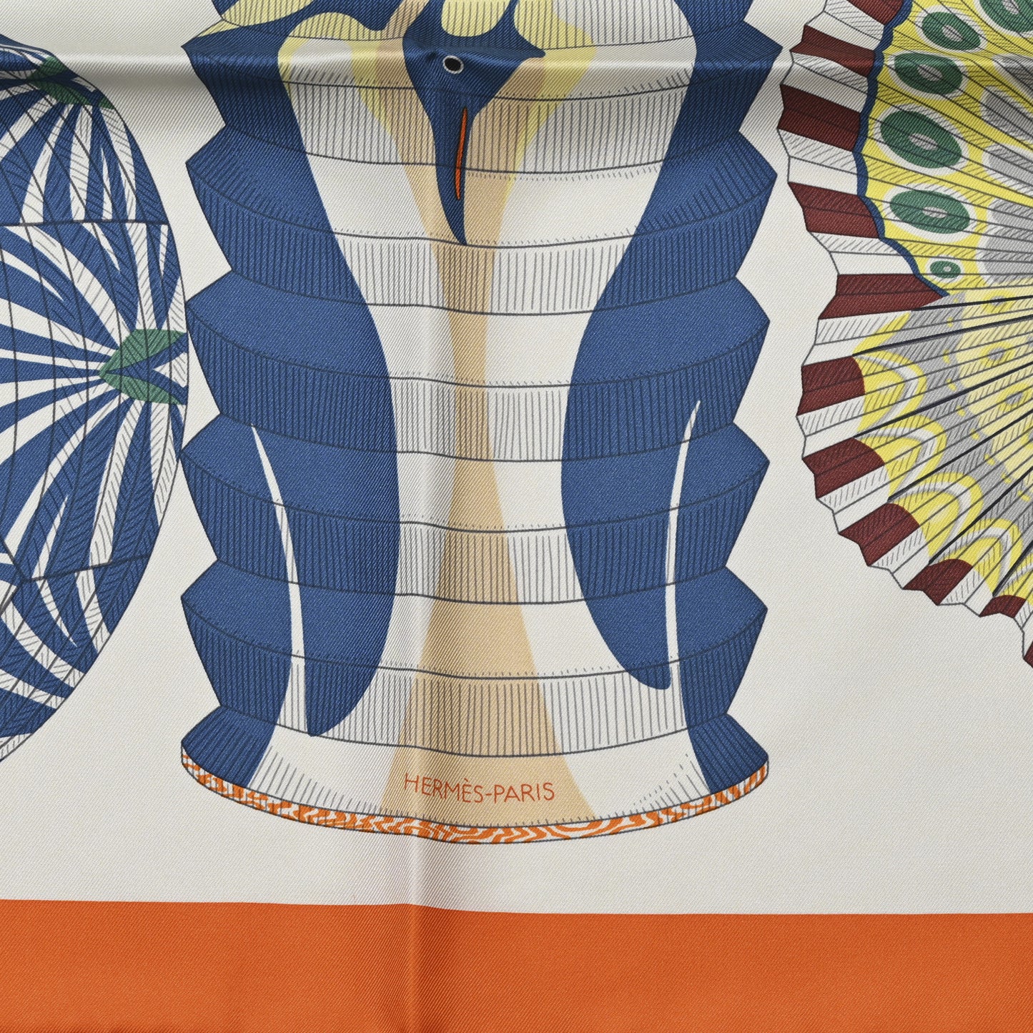 Silk Lanternes Ballons et Cocardes Scarf 90 Orange Creme Vert