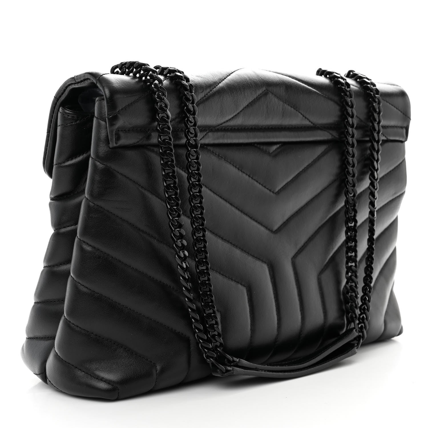 Saint Laurent Calfskin Y Quilted Monogram Monochrome Medium Loulou Chain Satchel Black 3 of 13