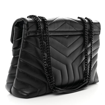 Saint Laurent Calfskin Y Quilted Monogram Monochrome Medium Loulou Chain Satchel Black 3 of 13