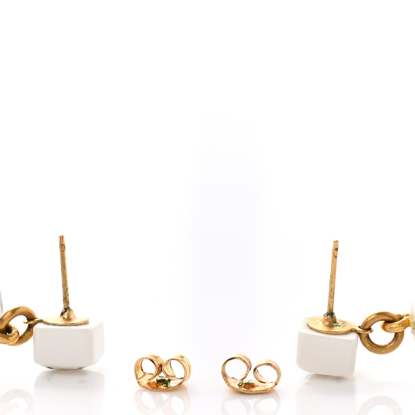 Soccer Ball CC Drop Earrings White
