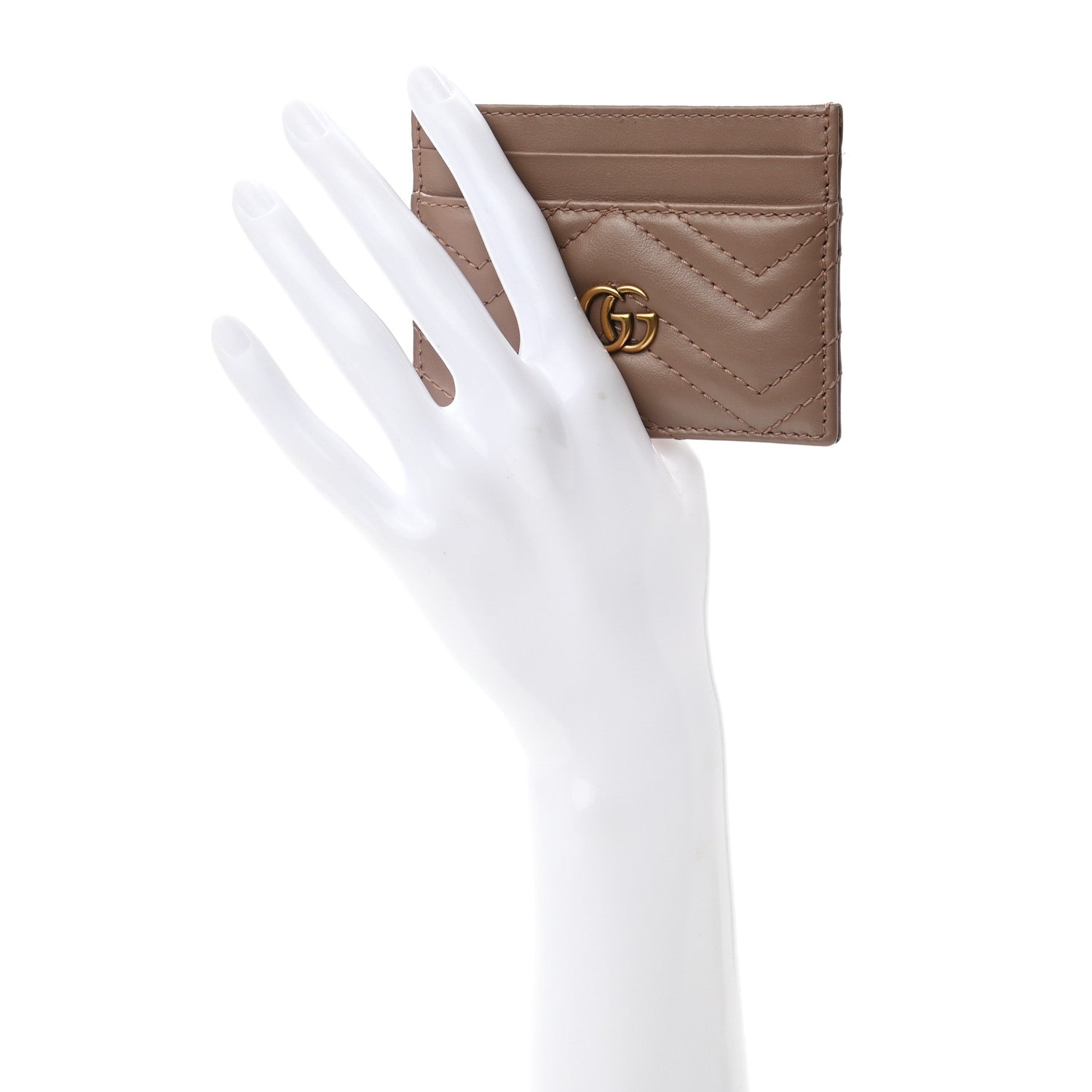 Gucci Calfskin Matelasse GG Marmont Card Holder Porcelain Rose 2 of 5