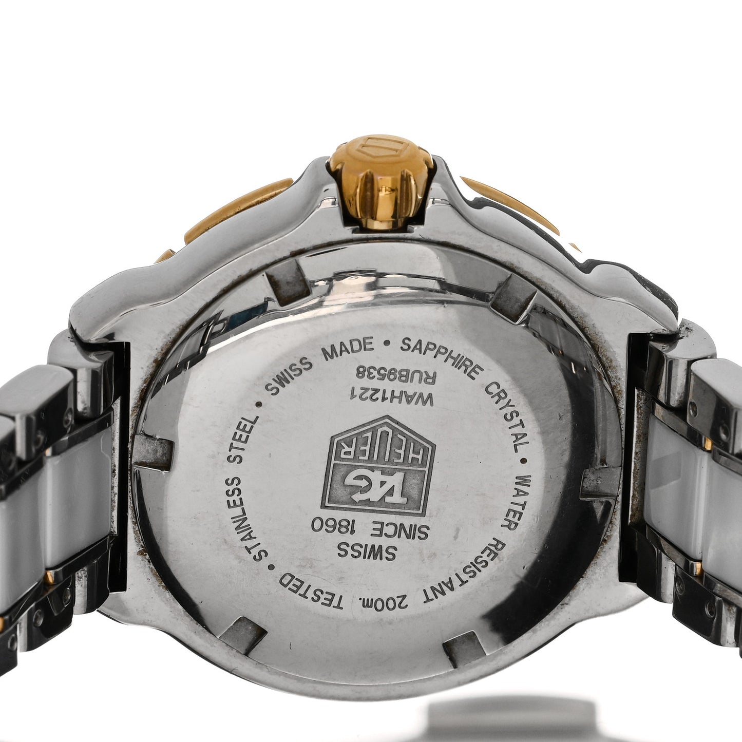 Stainless Steel 18K Yellow Gold Ceramic Diamond 34mm Formula 1 Quartz Watch White WAH1221