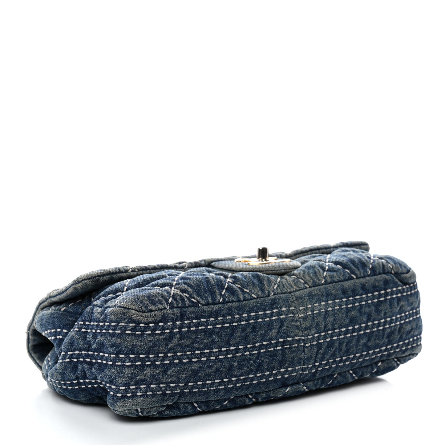 Denim Quilted Medium Denim Trip Single Flap Blue