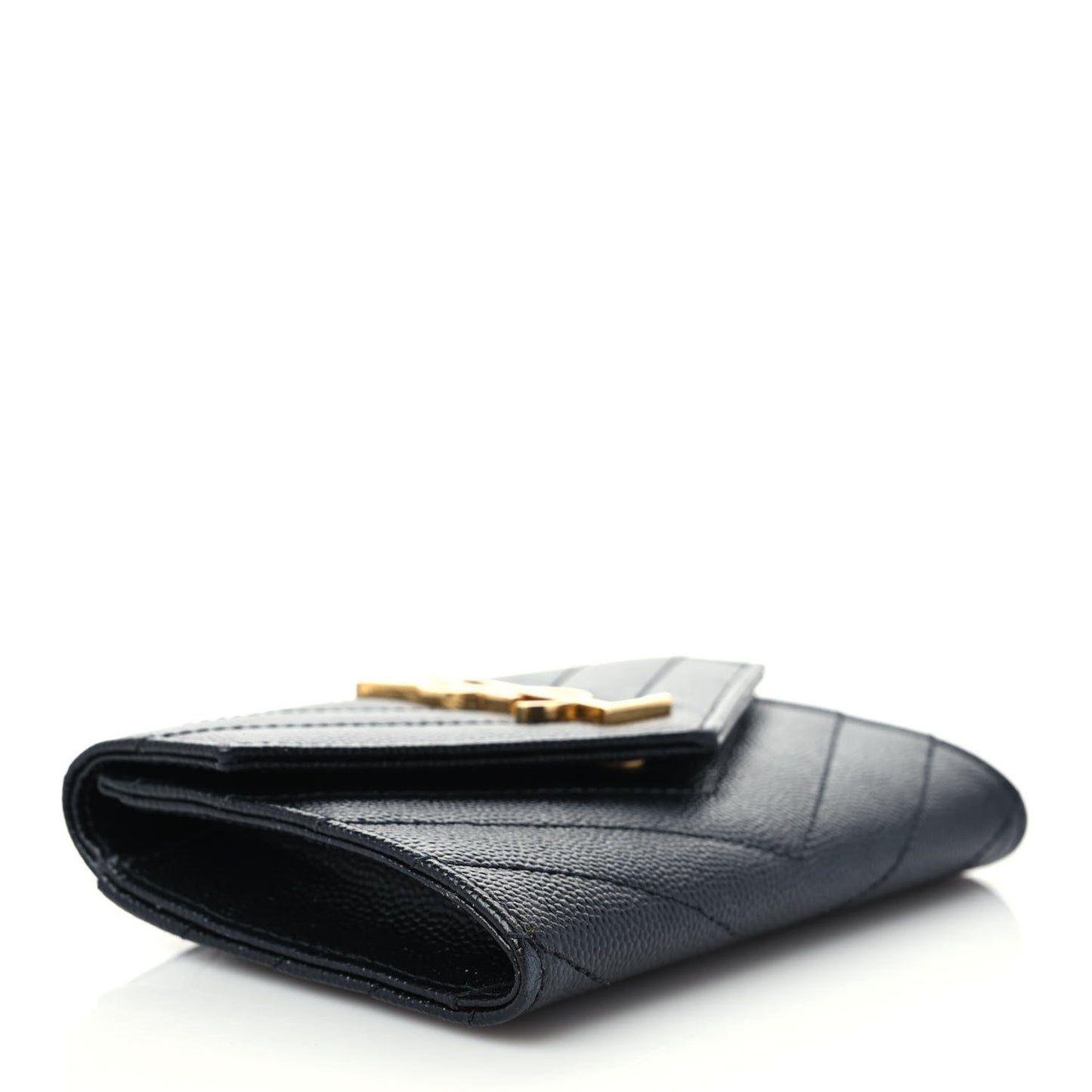 Grain De Poudre Matelasse Chevron Small Monogram Envelope Wallet Black