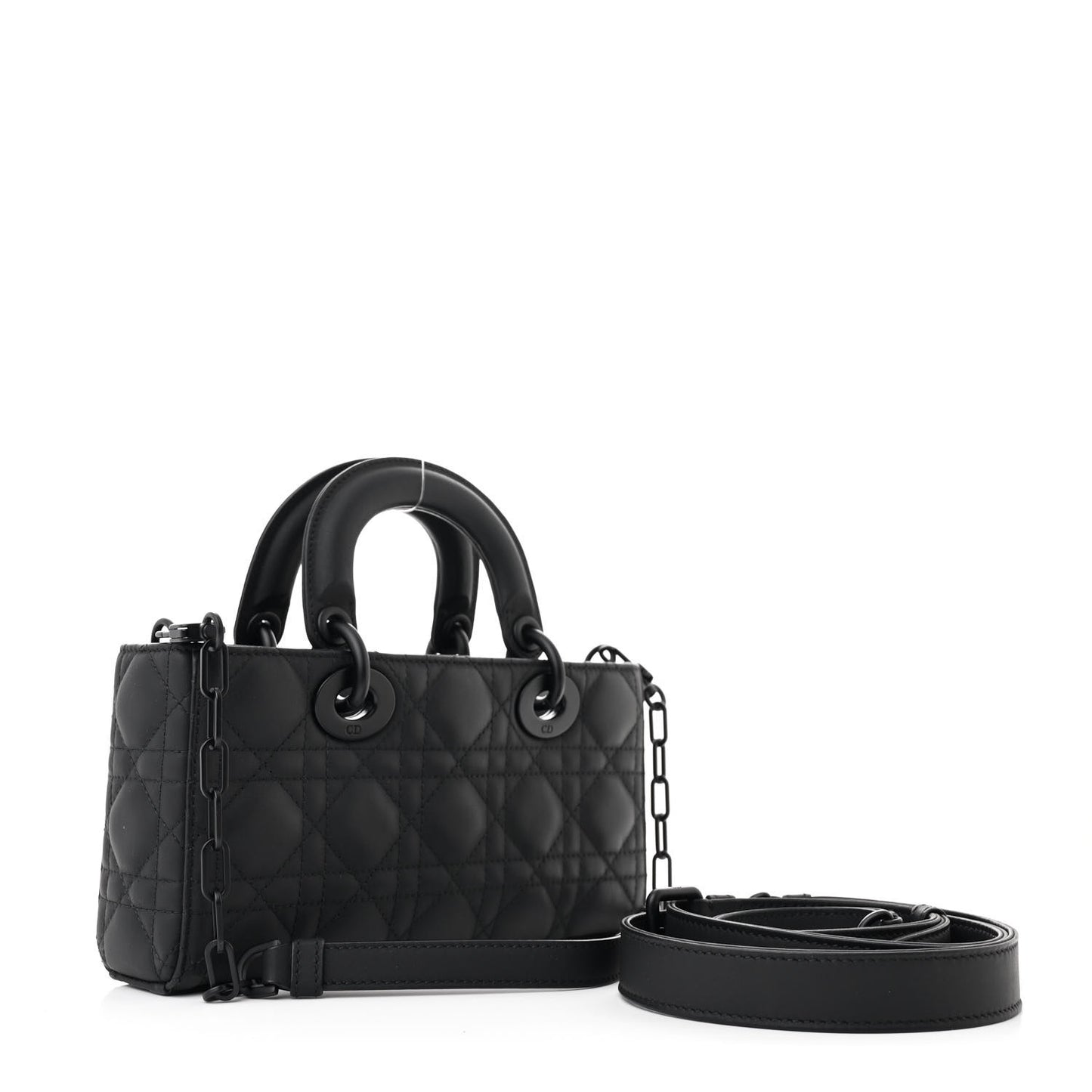 Ultra Matte Calfskin Cannage Medium Lady D-Joy Black