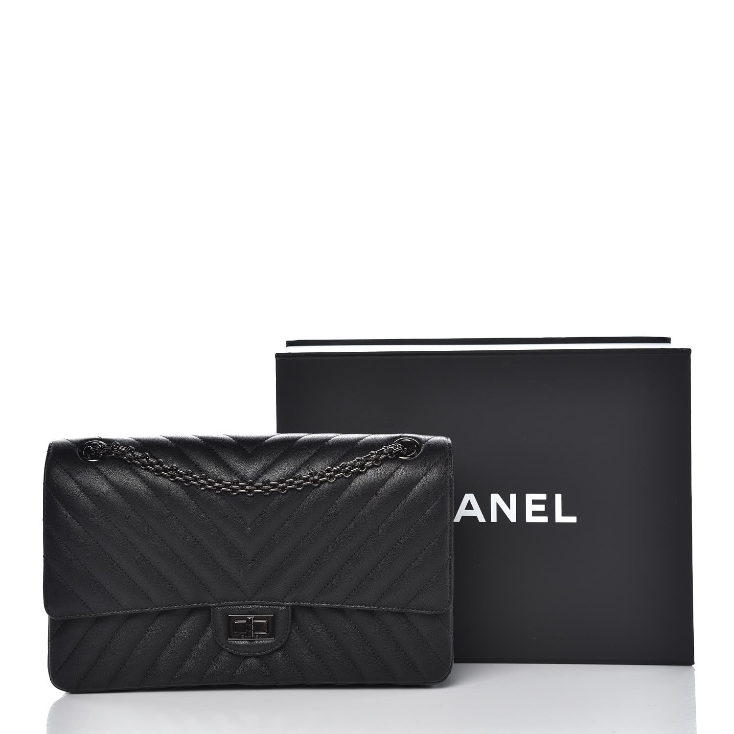 Chanel Sheepskin Chevron Quilted 2.55 Reissue 226 Flap So Black 9 of 11