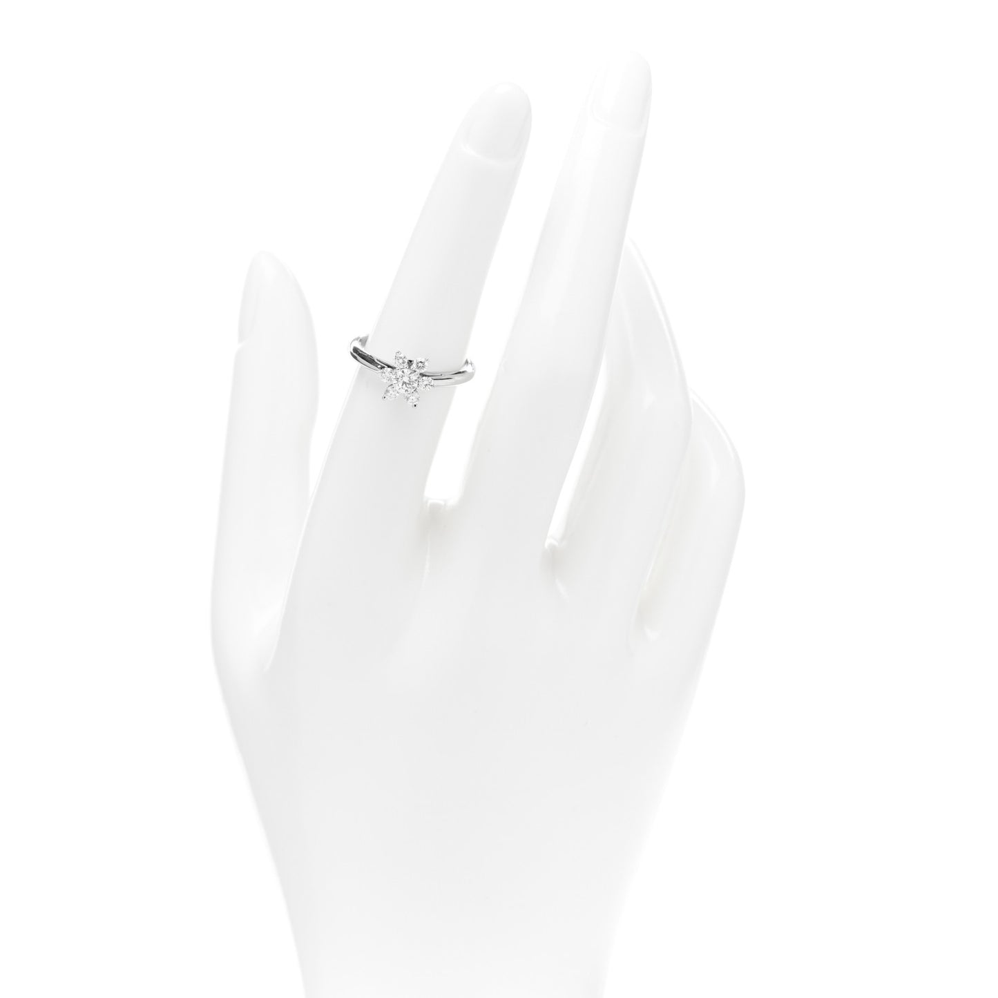 Platinum Diamond Flower Ring 53 6.5