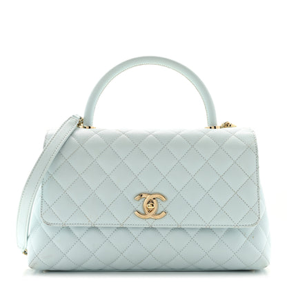 Chanel Caviar Quilted Small Coco Handle Flap Light Blue 1 of 12