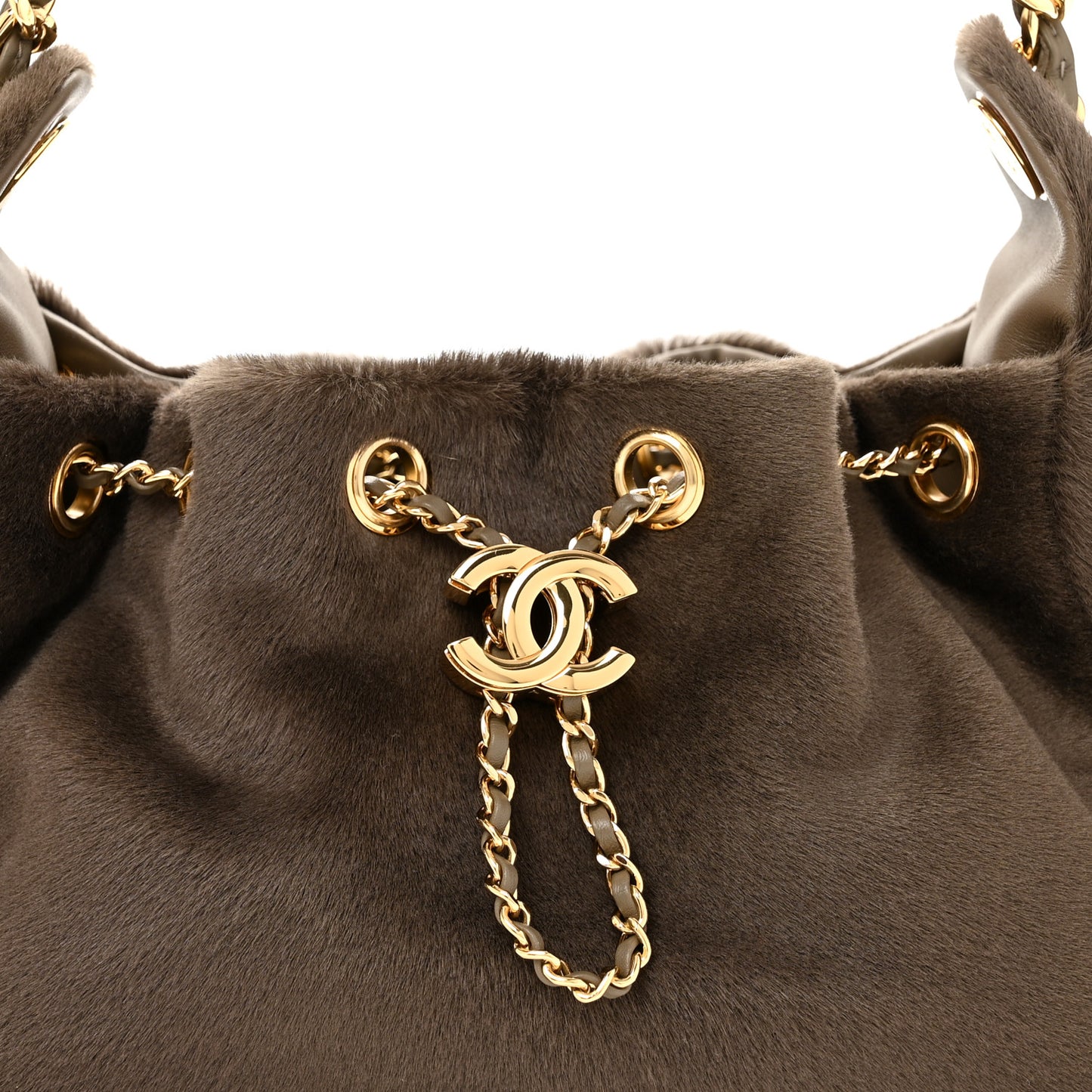 Pony Hair Mini Chanel 25 Handbag Dark Khaki
