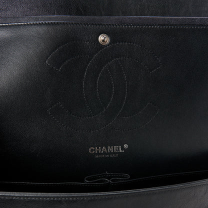 Chanel Crumpled Calfskin Quilted Jumbo Double Flap So Black 6 of 11