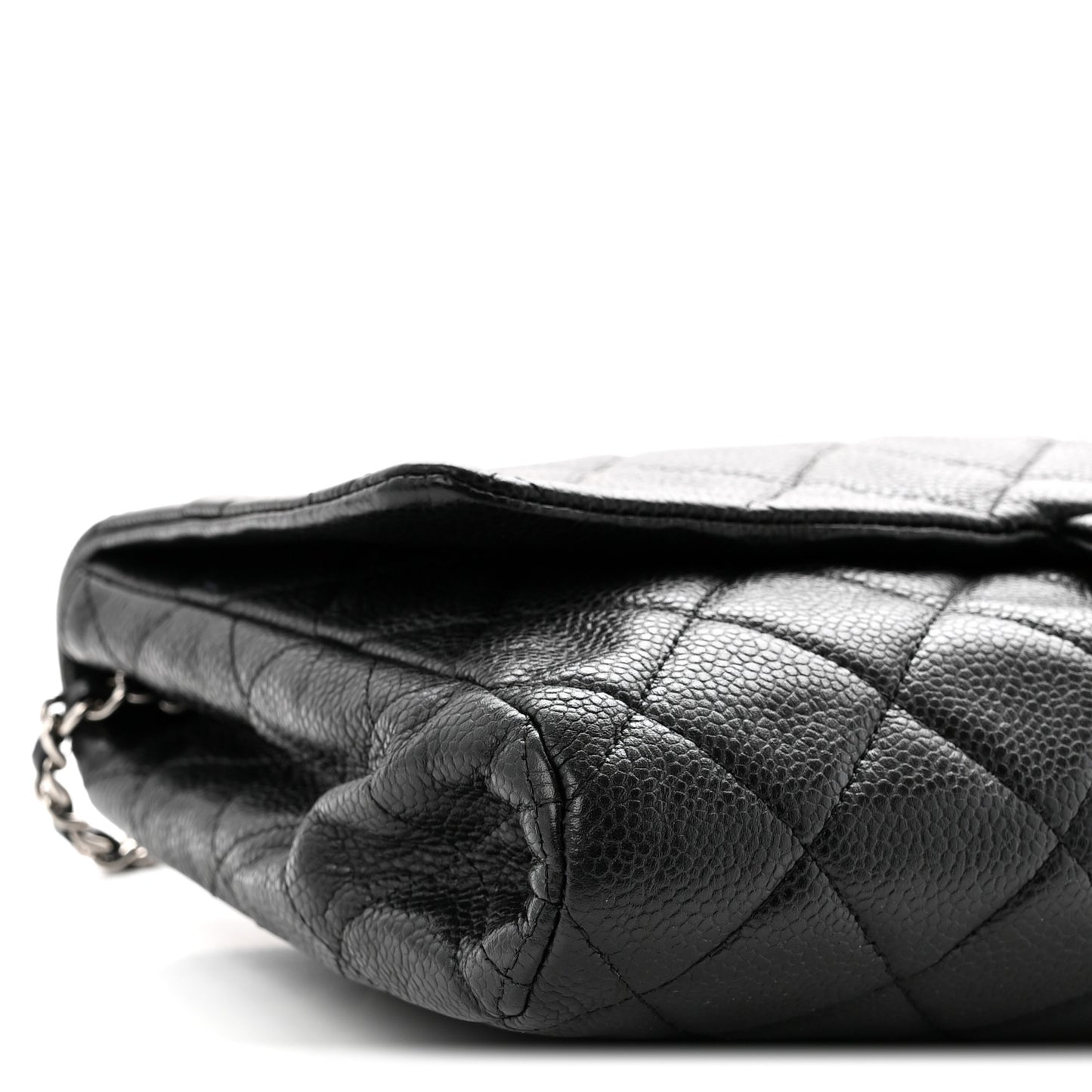 Caviar Quilted Clutch With Chain Flap Black