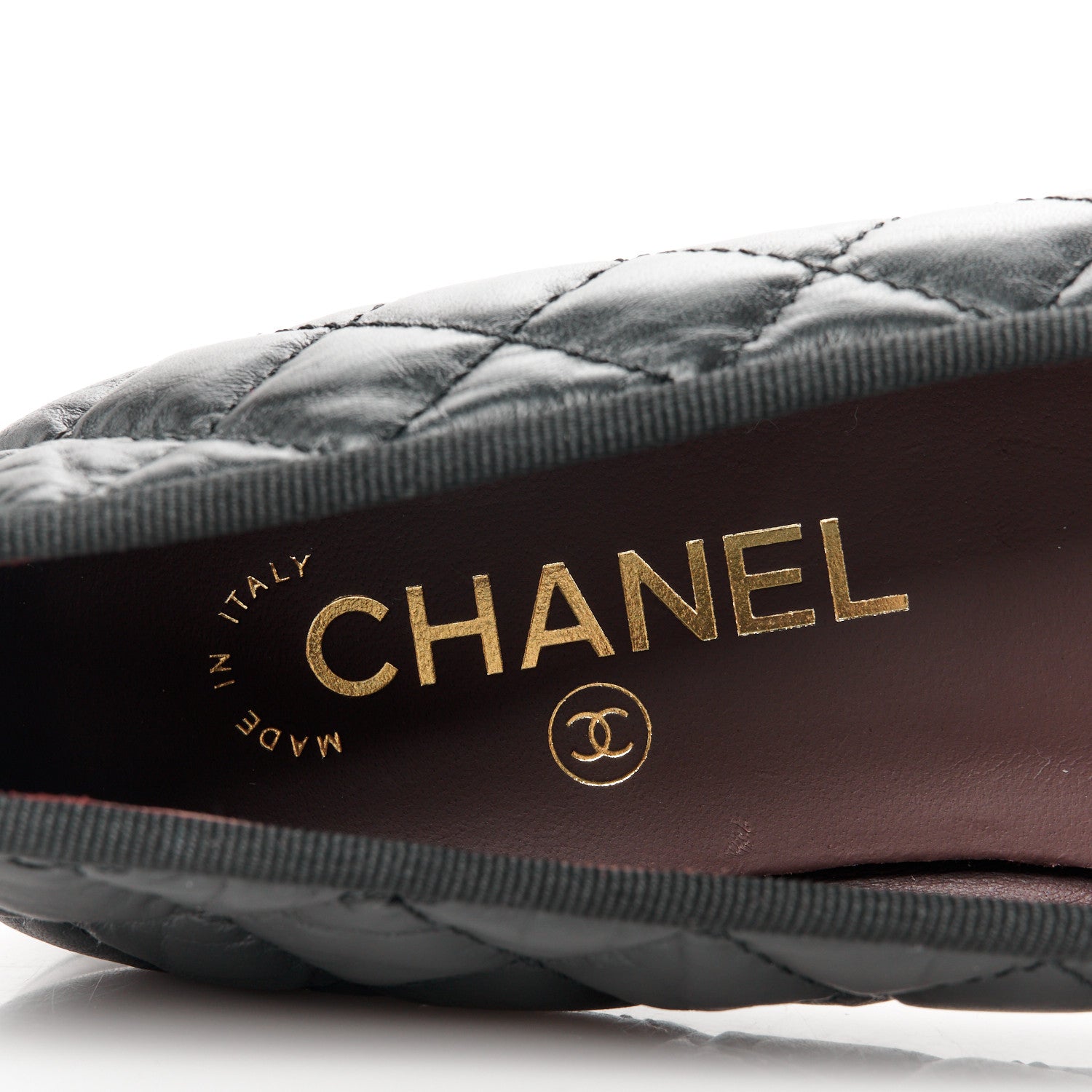 Chanel Aged Calfskin Quilted CC Cap Toe Ballerina Flats 38 Black 7 of 9