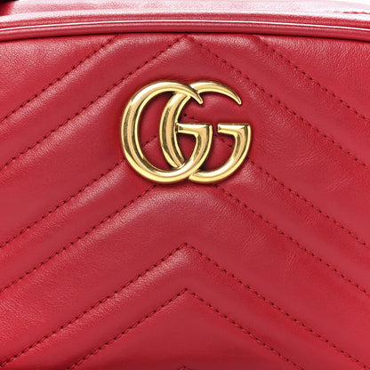 Gucci Calfskin Matelasse Mini GG Marmont Chain Shoulder Bag Hibiscus Red 9 of 13