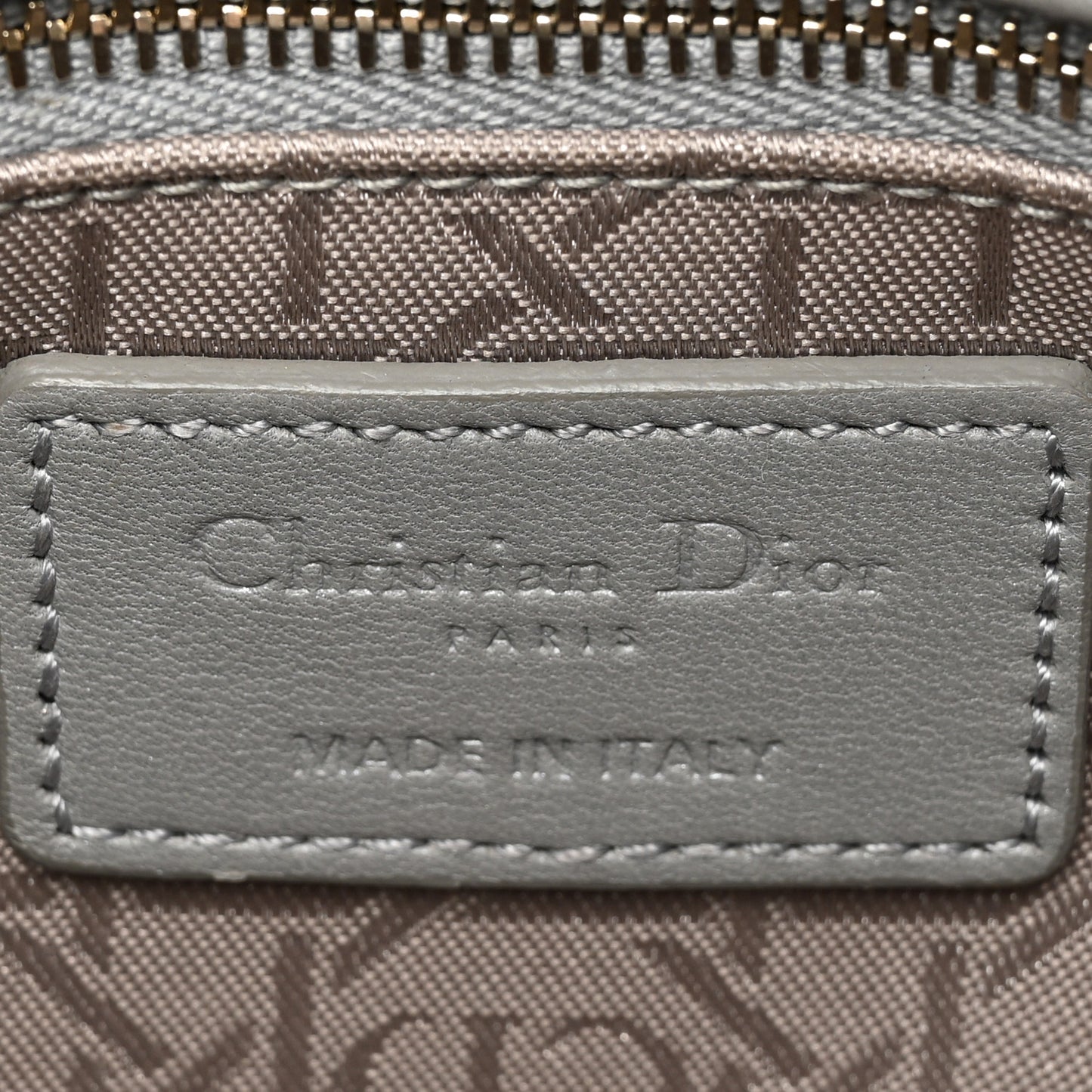 Metallic Lambskin Cannage Mini Lady Dior Grey