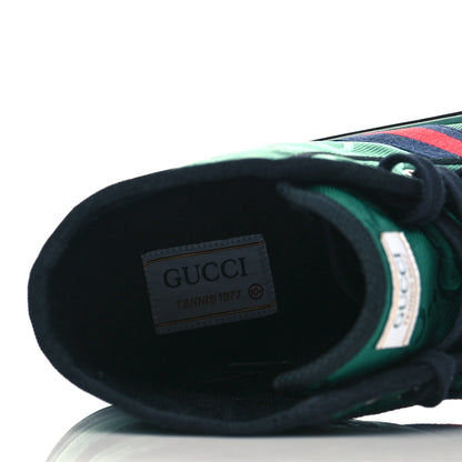 Gucci Econyl Nylon Web Monogram Off The Grid Mens 1977 Tennis High Top Sneakers 10.5 Scrabble Green Black 7 of 7