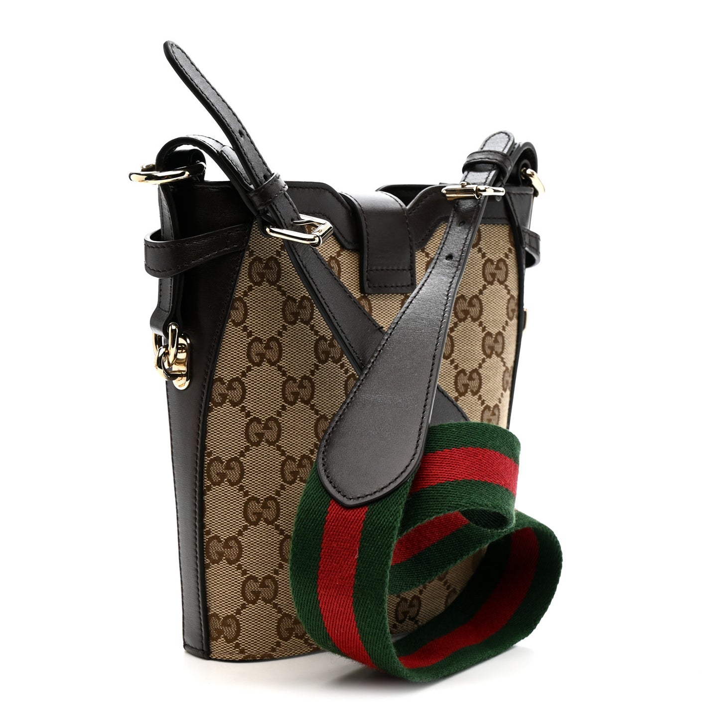 GG Supreme Monogram Mini Shadow Bucket Bag Beige Dark Brown