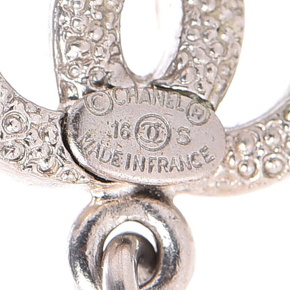 Chanel Crystal Pearl CC Drop Earrings Silver 4 of 4