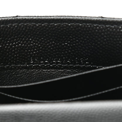 Saint Laurent Grain De Poudre Matelasse Chevron Small Monochrome Monogram Envelope Wallet Black 7 of 8