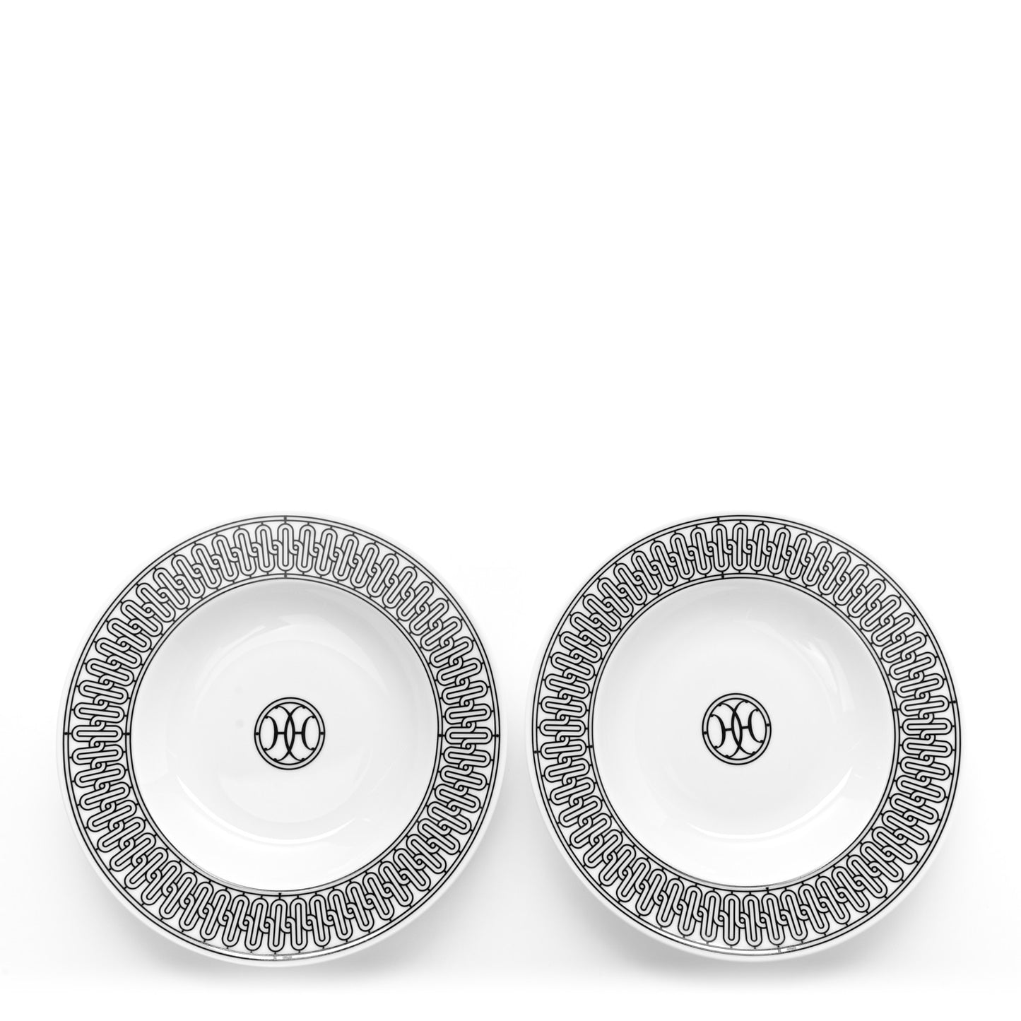 Porcelain H Deco Soup Bowl Set of 2 Black White