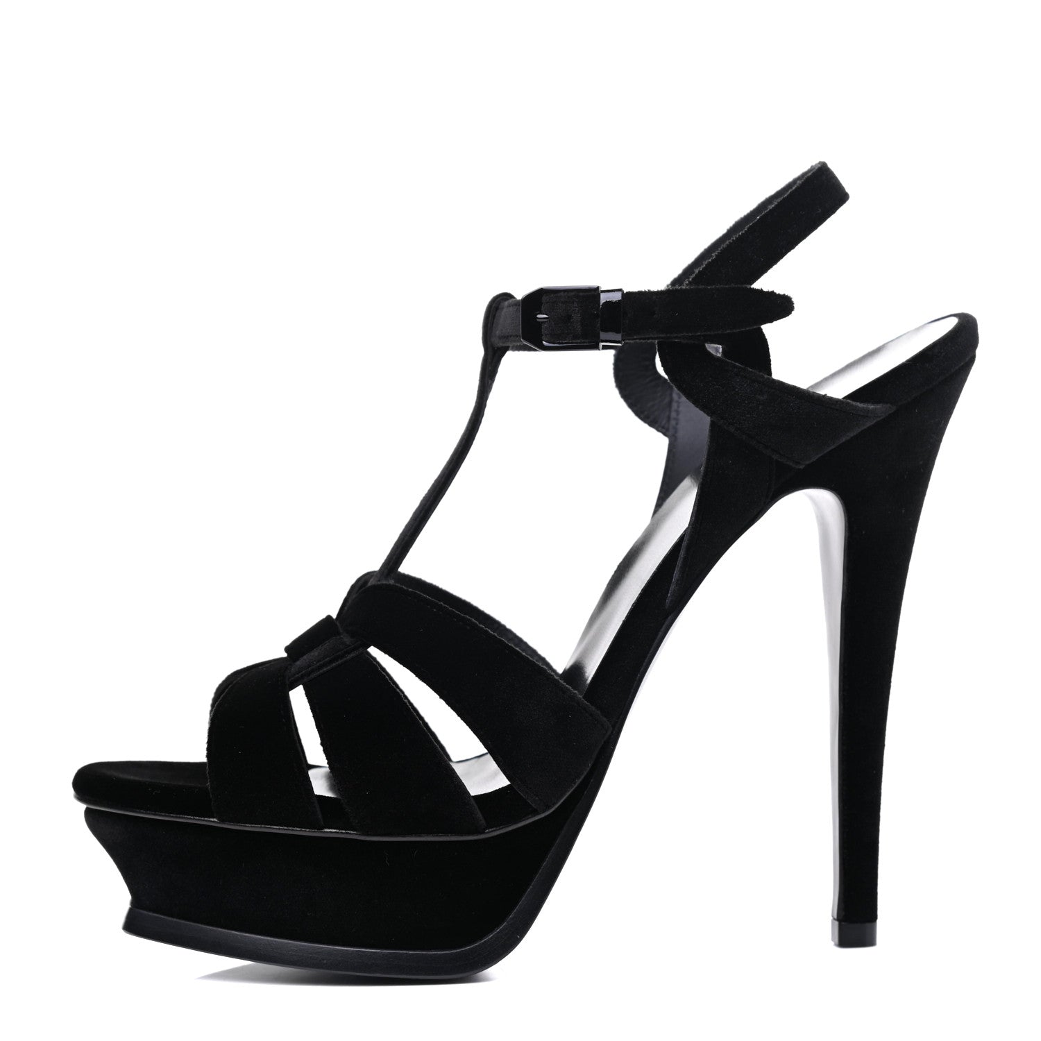 Saint Laurent Velvet Tribute 105 Platform Sandals 40 Black 1 of 10