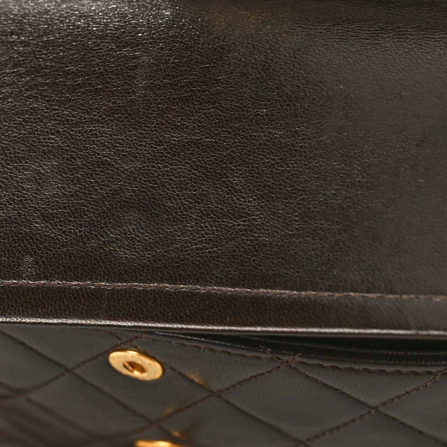 Lambskin Quilted Medium Double Flap Dark Brown