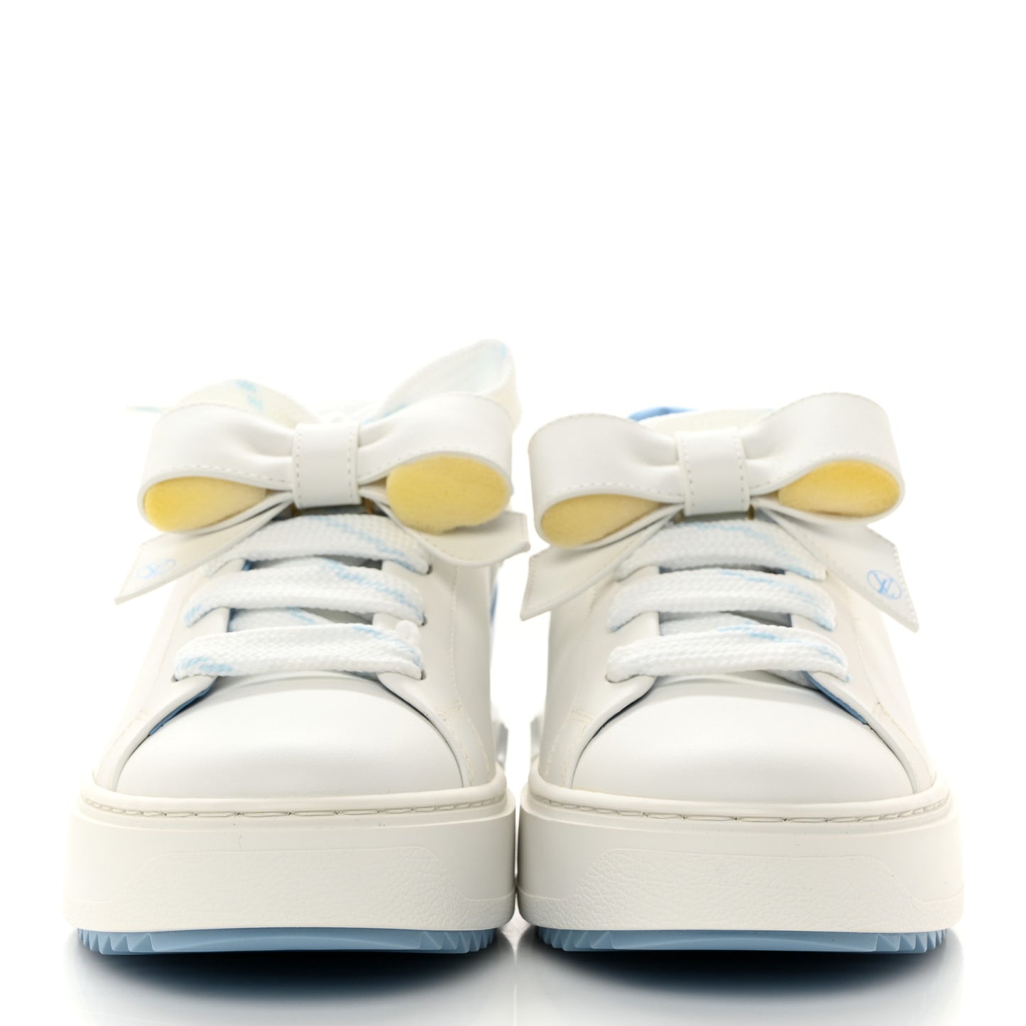 Calfskin Time Out Bow Sneakers 38.5 Blue