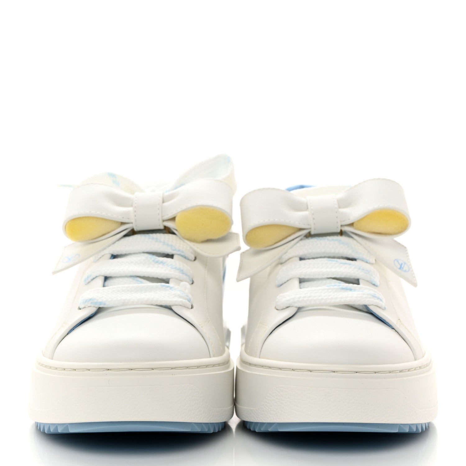 Louis Vuitton Calfskin Time Out Bow Sneakers 38.5 Blue 2 of 8