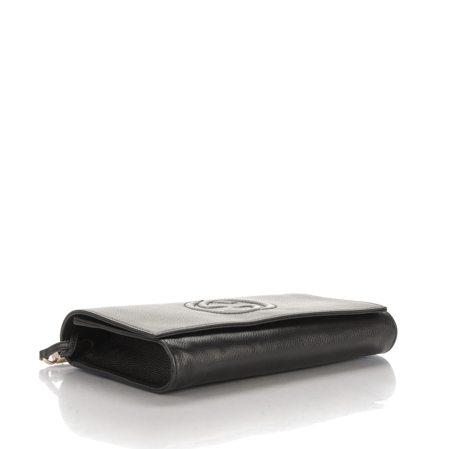 Pebbled Calfskin Medium Soho Clutch Black