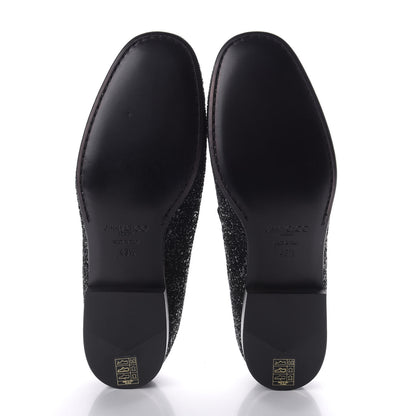 Jimmy Choo Calfskin Glitter Mens Thame Loafers 43.5 Black 5 of 8