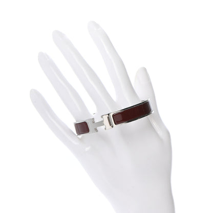 Hermes Enamel Narrow Clic Clac H Bracelet PM Burgundy 2 of 4