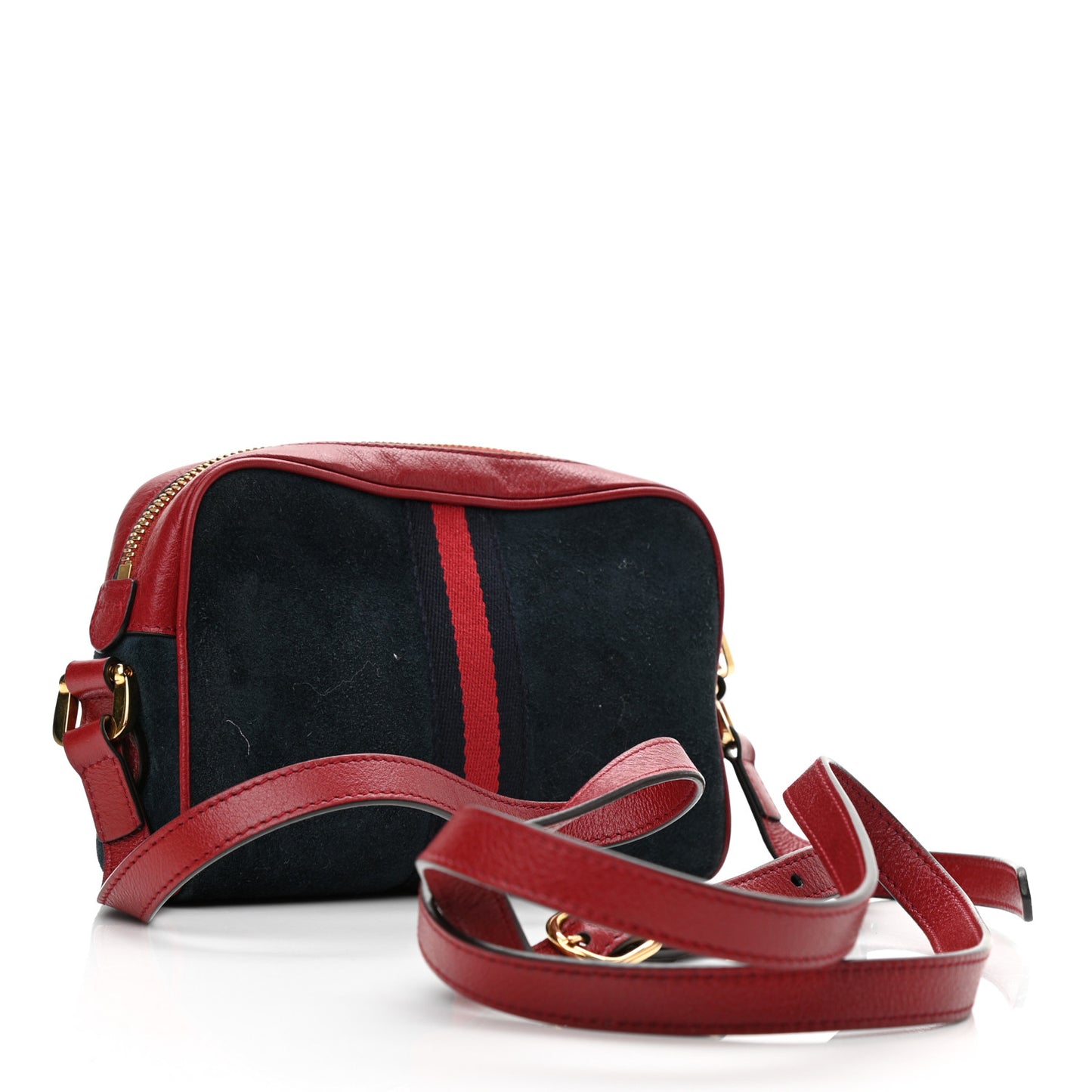 Suede Calfskin Web Mini Ophidia Shoulder Bag New Blue Romantic Cherry