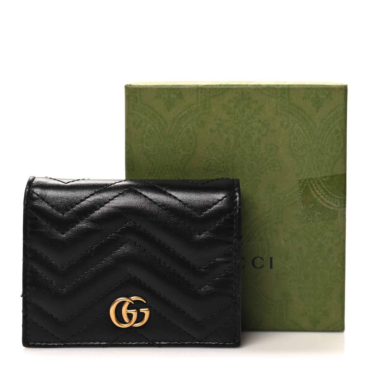 Calfskin Matelasse GG Marmont Card Case Wallet Black