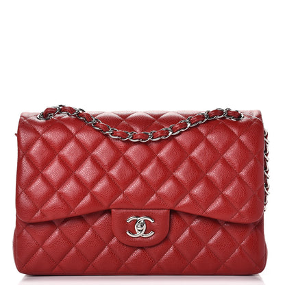 Chanel Caviar Quilted Jumbo Double Flap Dark Red 1 of 8