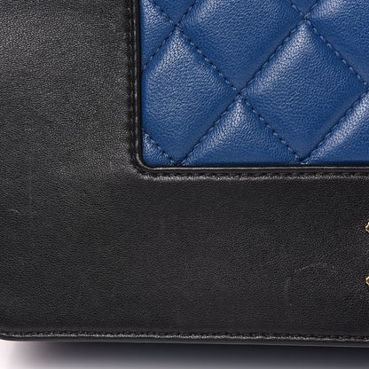Chanel Sheepskin Quilted Vintage Mademoiselle Flap Blue Black 10 of 17