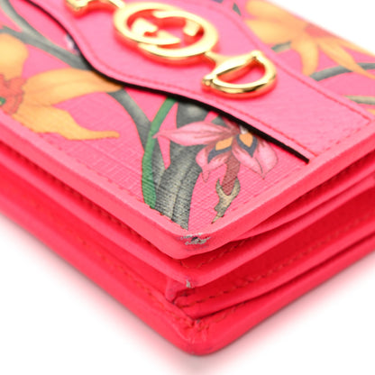 Gucci Calfskin Flora Print Zumi Card Case Fuxia Fluo 9 of 12