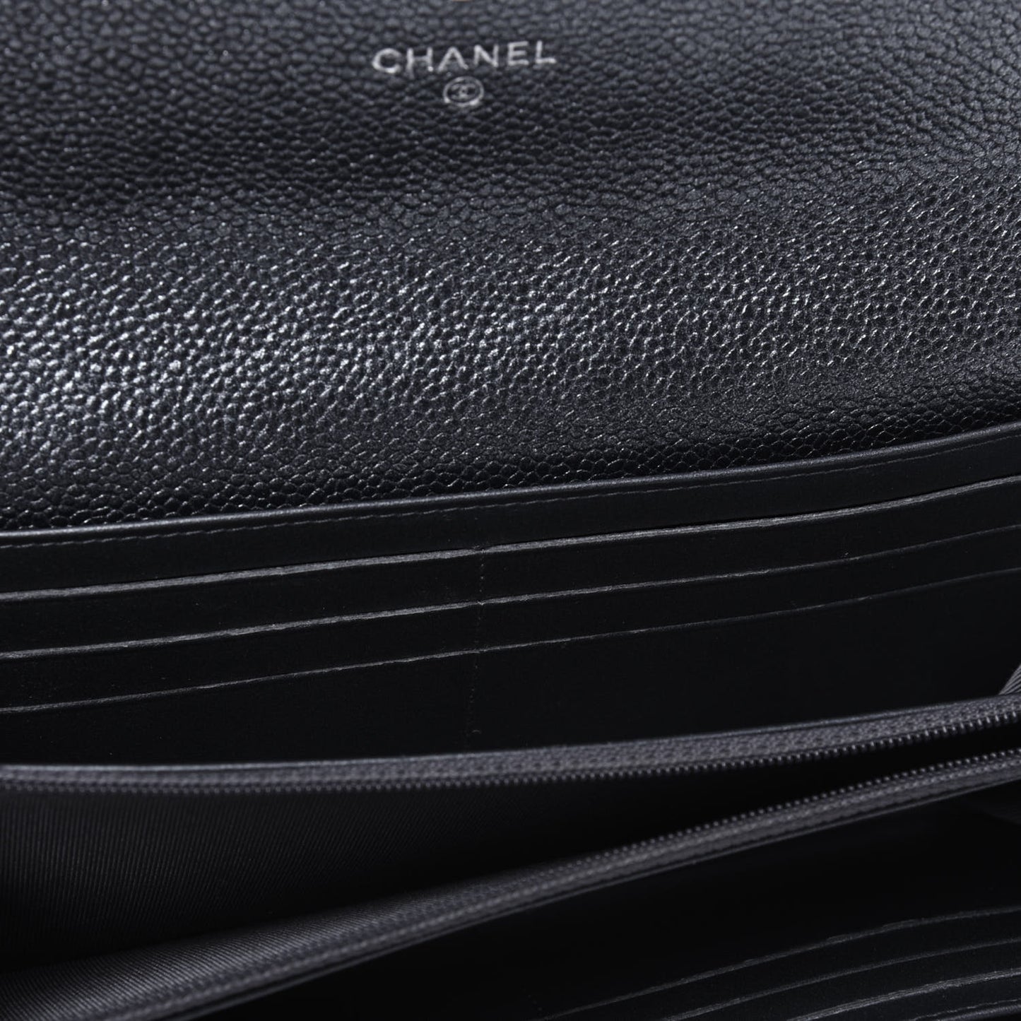 Metallic Caviar Quilted Large Flap Wallet Charcoal