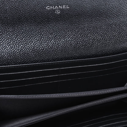 Chanel Metallic Caviar Quilted Large Flap Wallet Charcoal 9 of 18