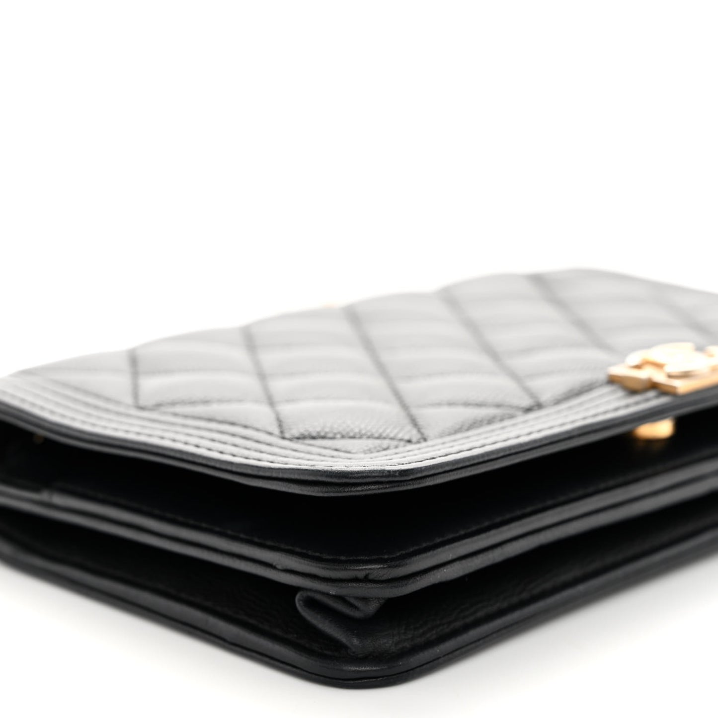 Caviar Quilted Boy Wallet On Chain WOC Black