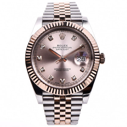 Rolex Stainless Steel 18K Everose Gold Diamond 41mm Oyster Perpetual Datejust Watch Sundust 126331 10 of 18