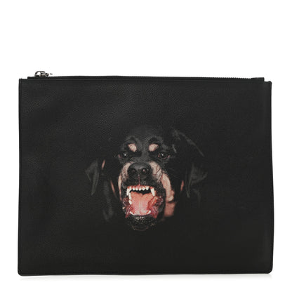 Givenchy Textured Coated Canvas Rottweiler Print Medium Cosmetic Pouch Black 1 of 8