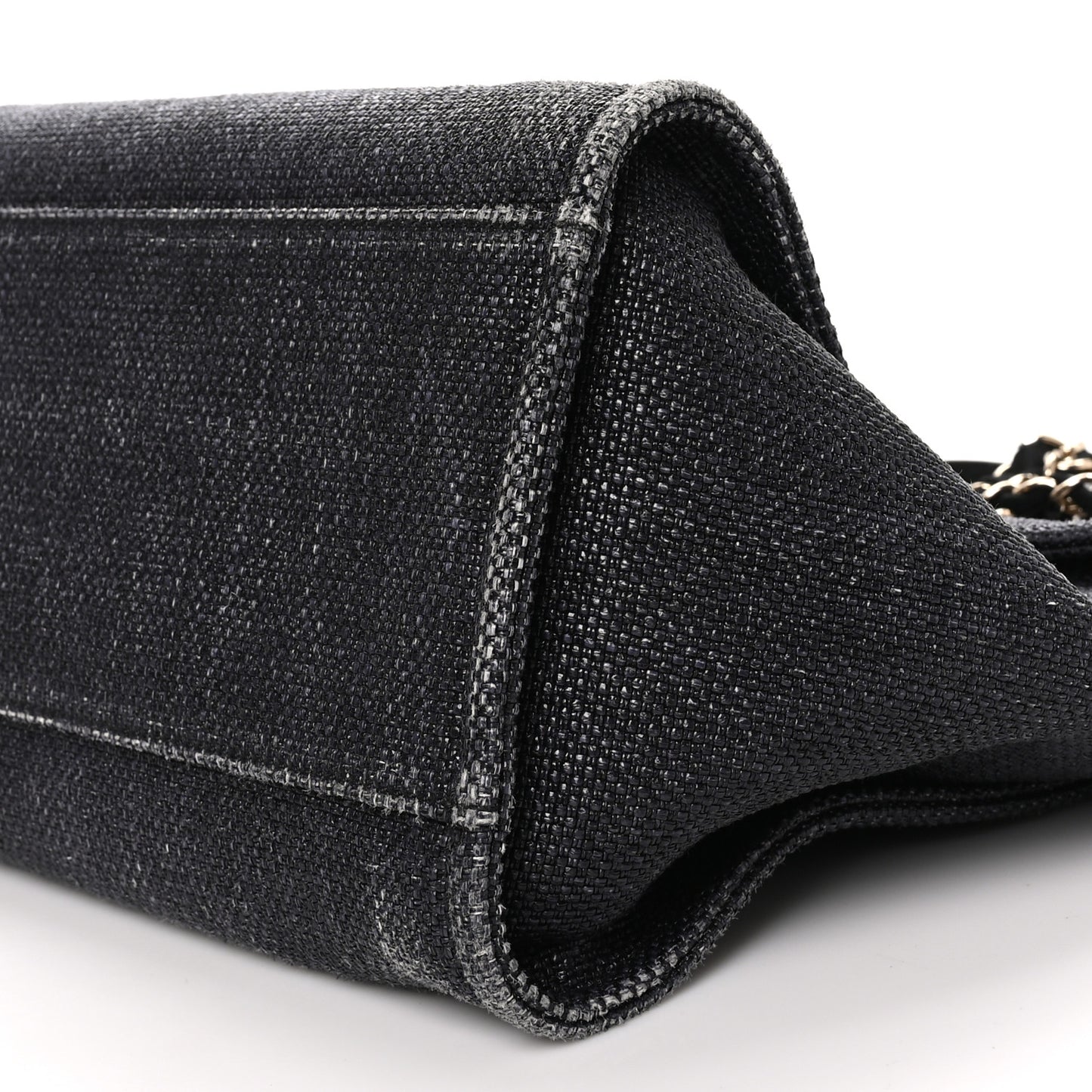 Woven Straw Raffia Medium Deauville Tote Black